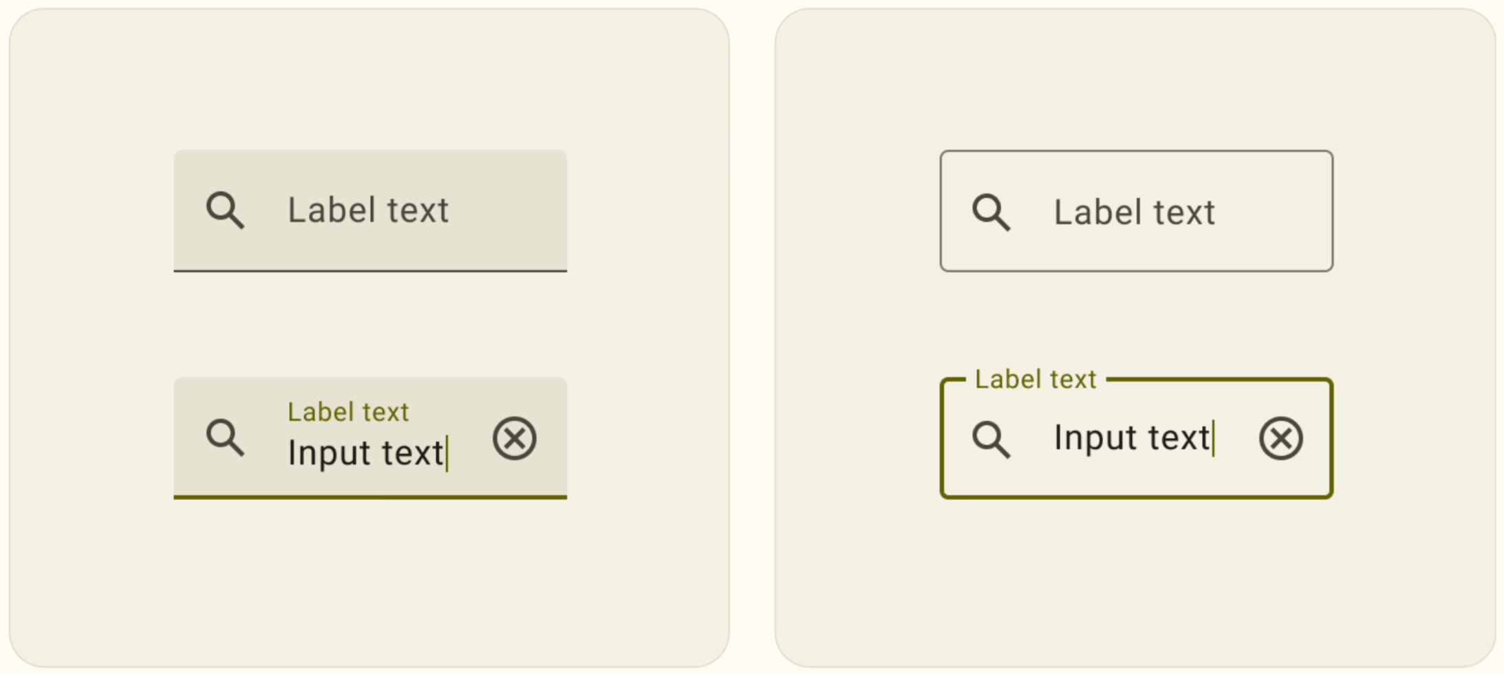 Example of how the material input fields look